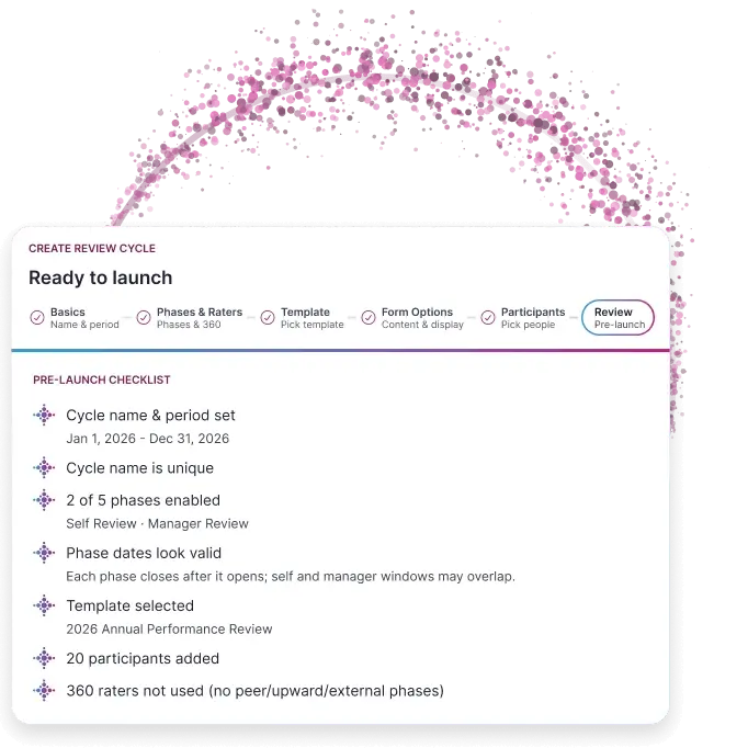 SalaryTalent review cycle pre-launch checklist
