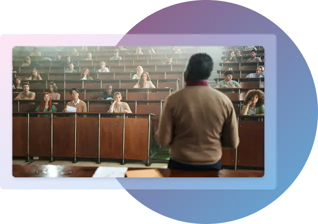 Professor teaching in university lecture hall