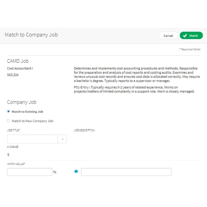 Match to Company Job | Market Pricing | CompAnalyst