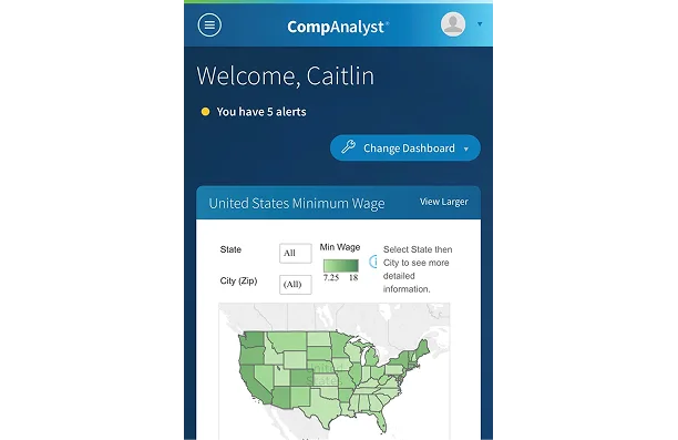 CompAnalyst mobile responsive interface showing compensation data access on mobile devices