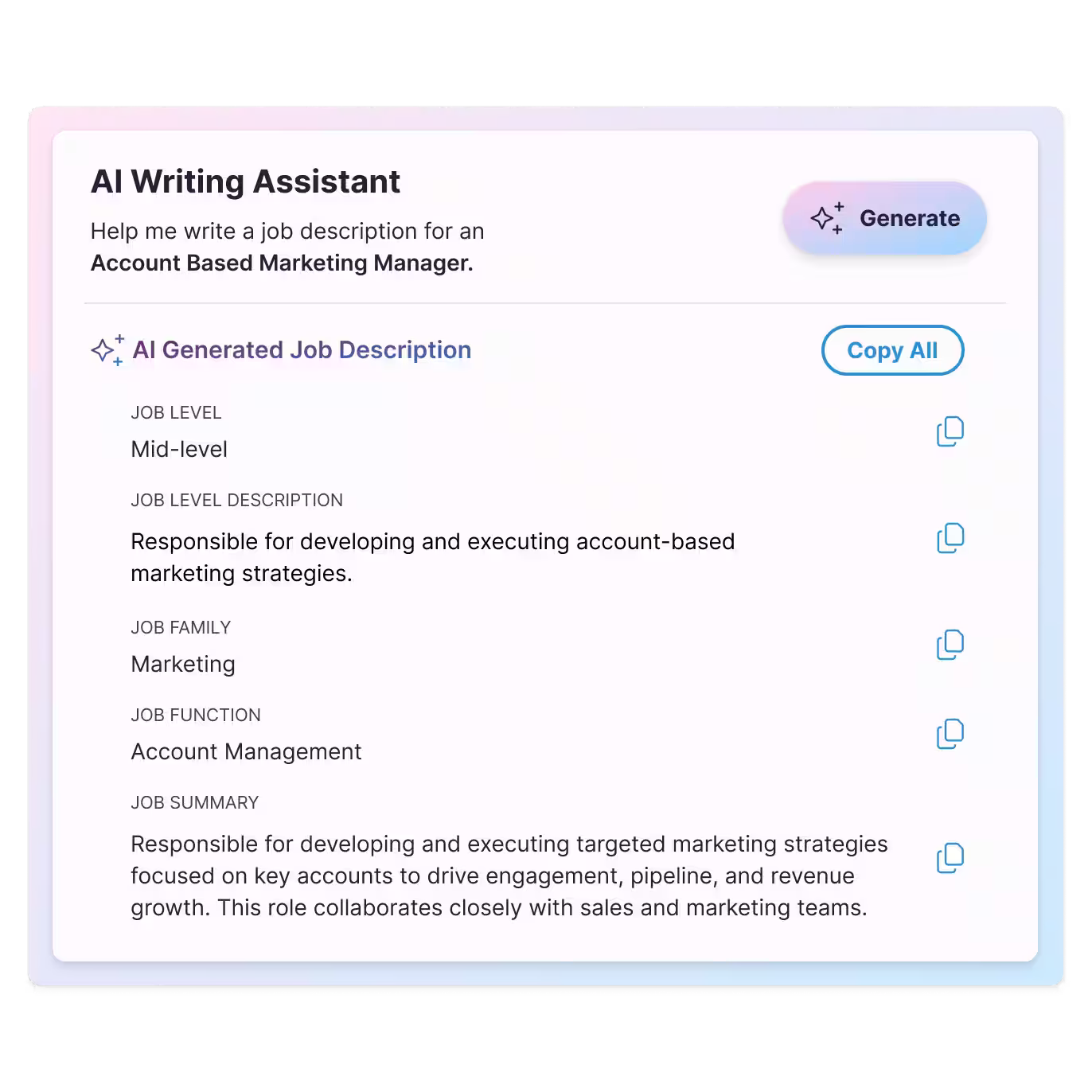 Job Description Writer AI agent interface