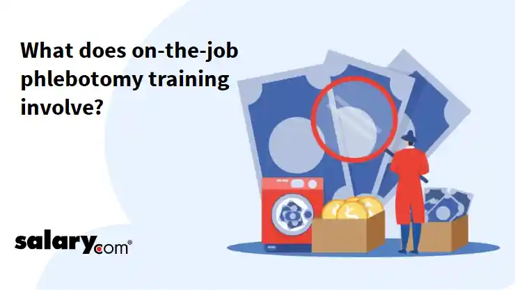 What does on-the-job phlebotomy training involve?