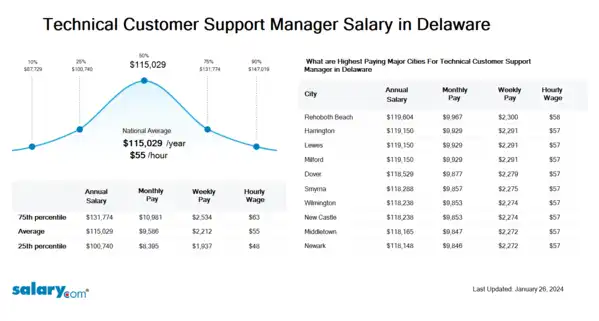 Technical Customer Support Manager Salary in Delaware