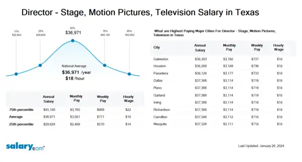 Director - Stage, Motion Pictures, Television Salary in Texas