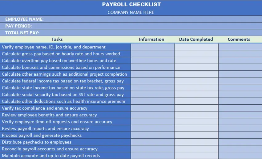 Payroll Checklist